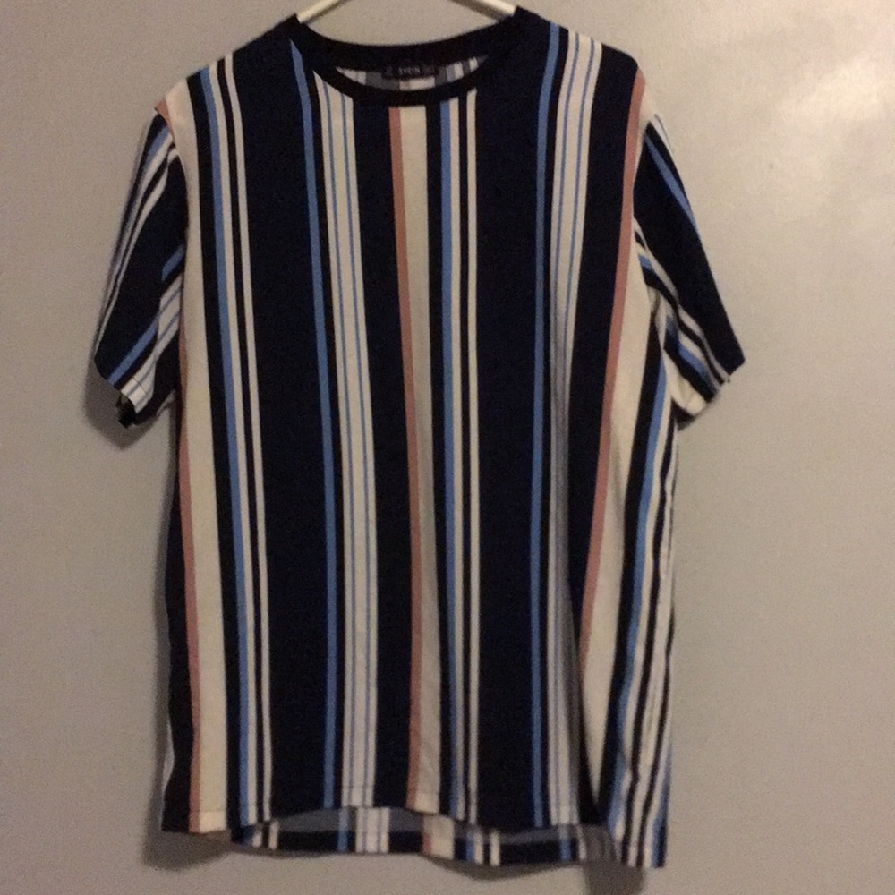 Shein Striped 100% polyester t-shirt size M